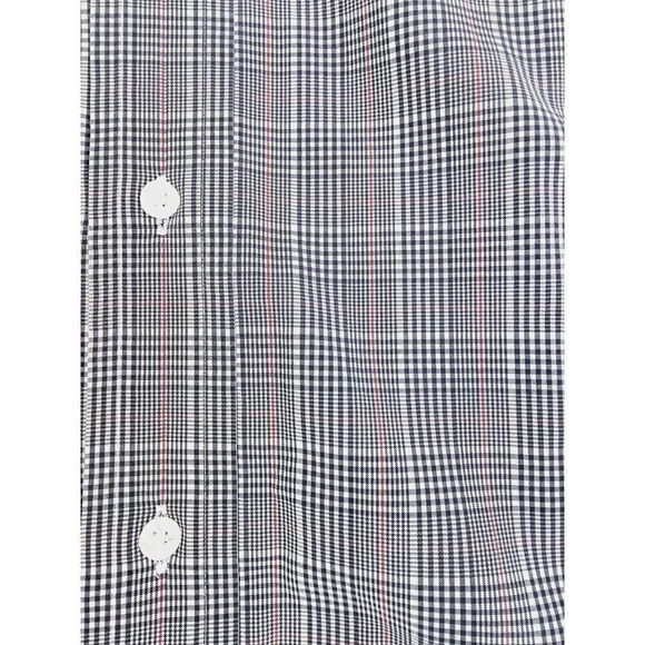 Faconnable 2XL Men's Black White Red Trim Check Embroidered Chest Logo L/S Shirt - Picture 7 of 10